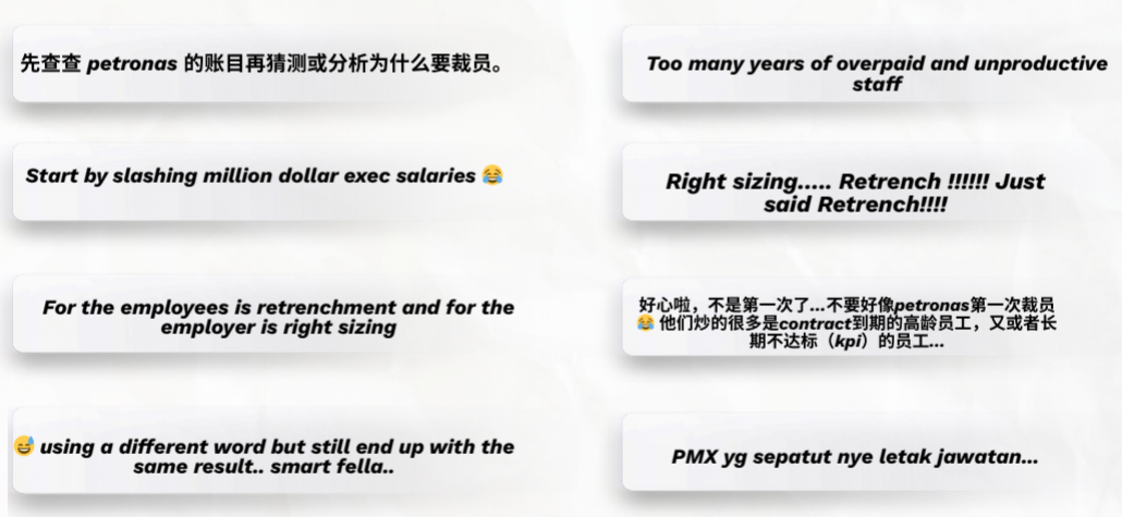 Malaysian netizens' reactions to Petronas to lay off 5,000 employees.
