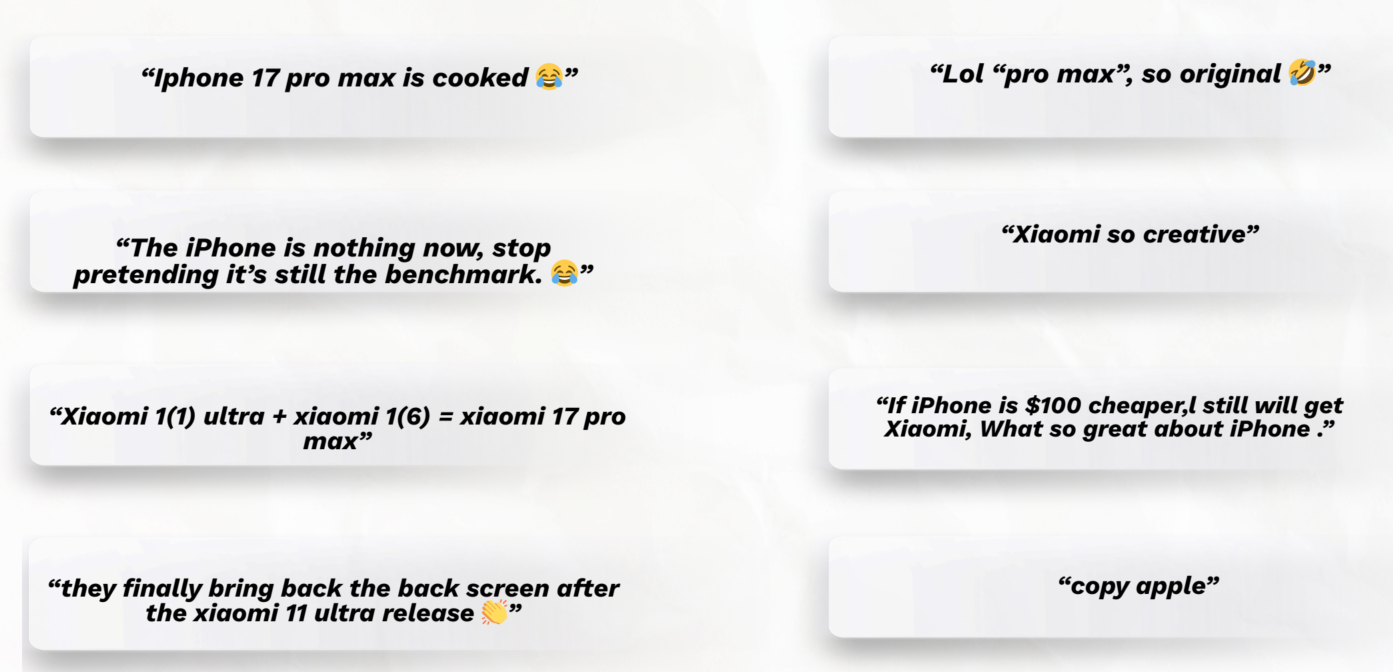Malaysian netizens' reactions to the announcement of the Xiaomi 17 series